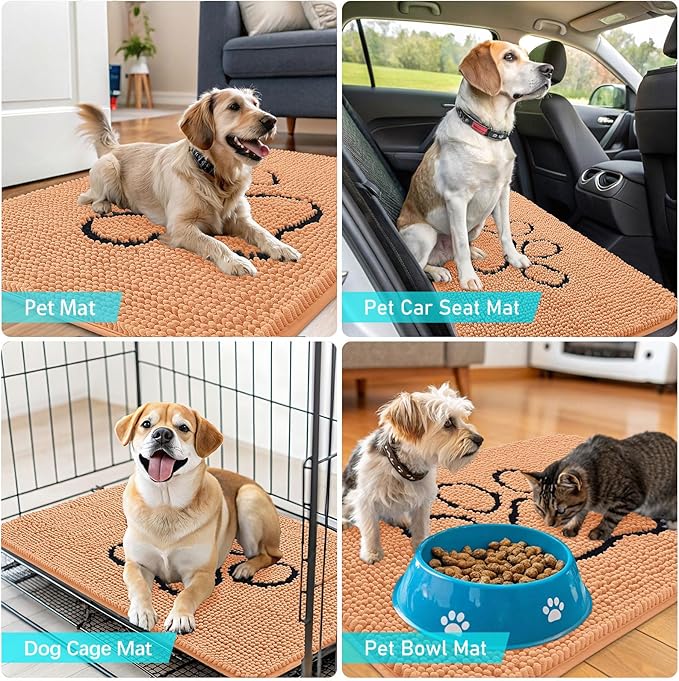OLANLY Dog Door Mat for Muddy Paws 48x30, Paw Print Design, Absorbs Moisture - Image 7