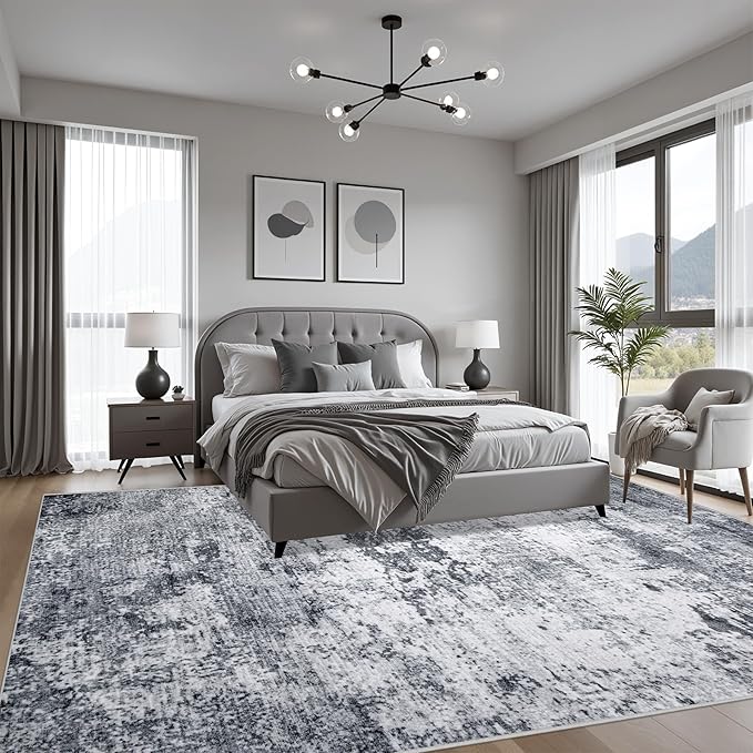 4x6 Area Rug Living Room Rug: Washable Modern Abstract Soft Thin Rug Indoor - Image 3