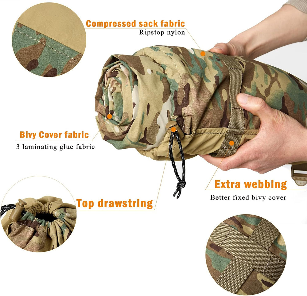 AKMAX Military Bivy Cover Sack Waterproof Sleeping Bag Shell Shelter Coyote