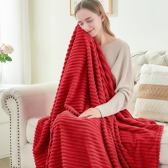 BEDELITE Fleece Blanket Twin Size – 3D Ribbed Jacquard Soft and Warm Decorative - Image 4