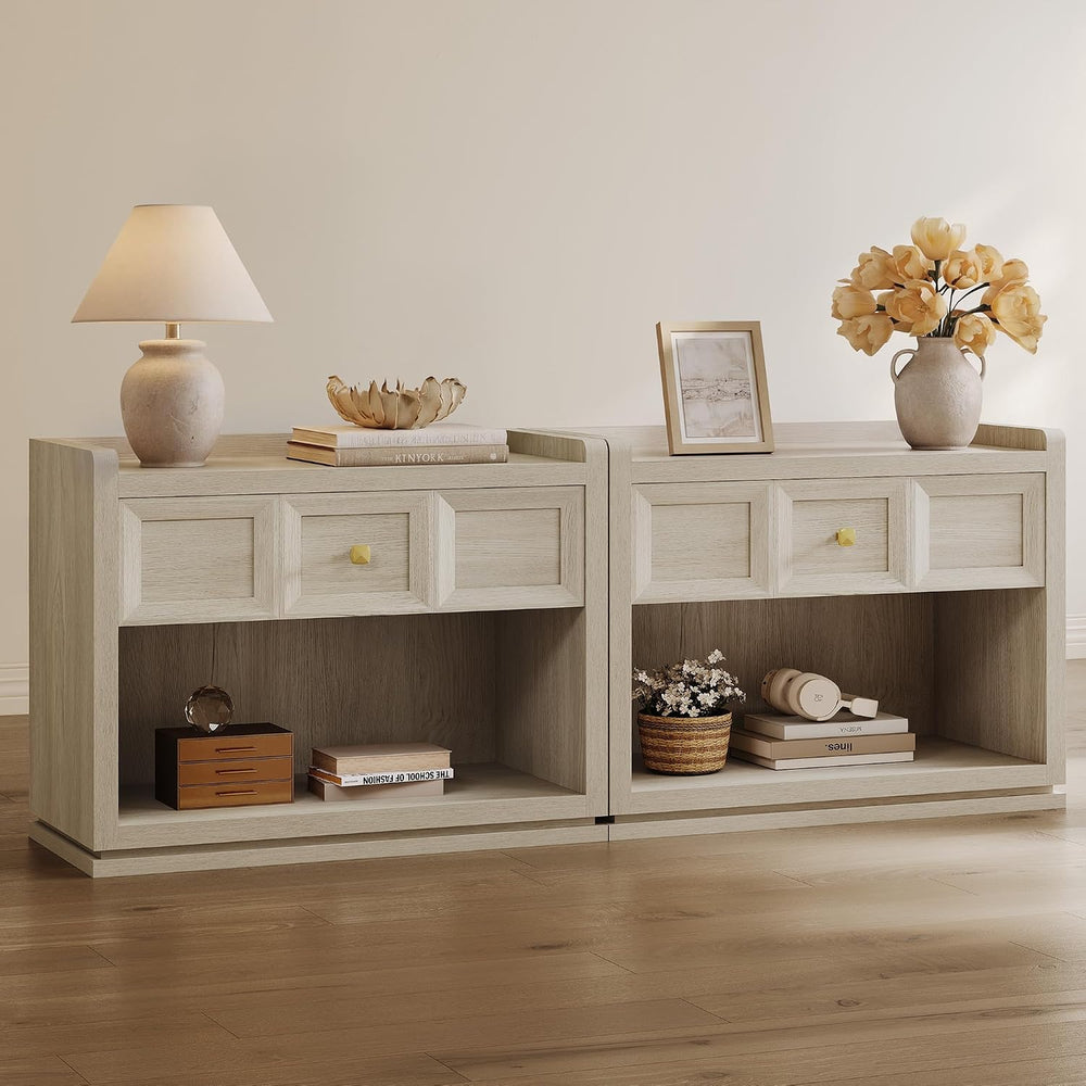 SICOTAS 31" Wide Nightstands Set of 2, Large Night Stands with Drawer | ...
