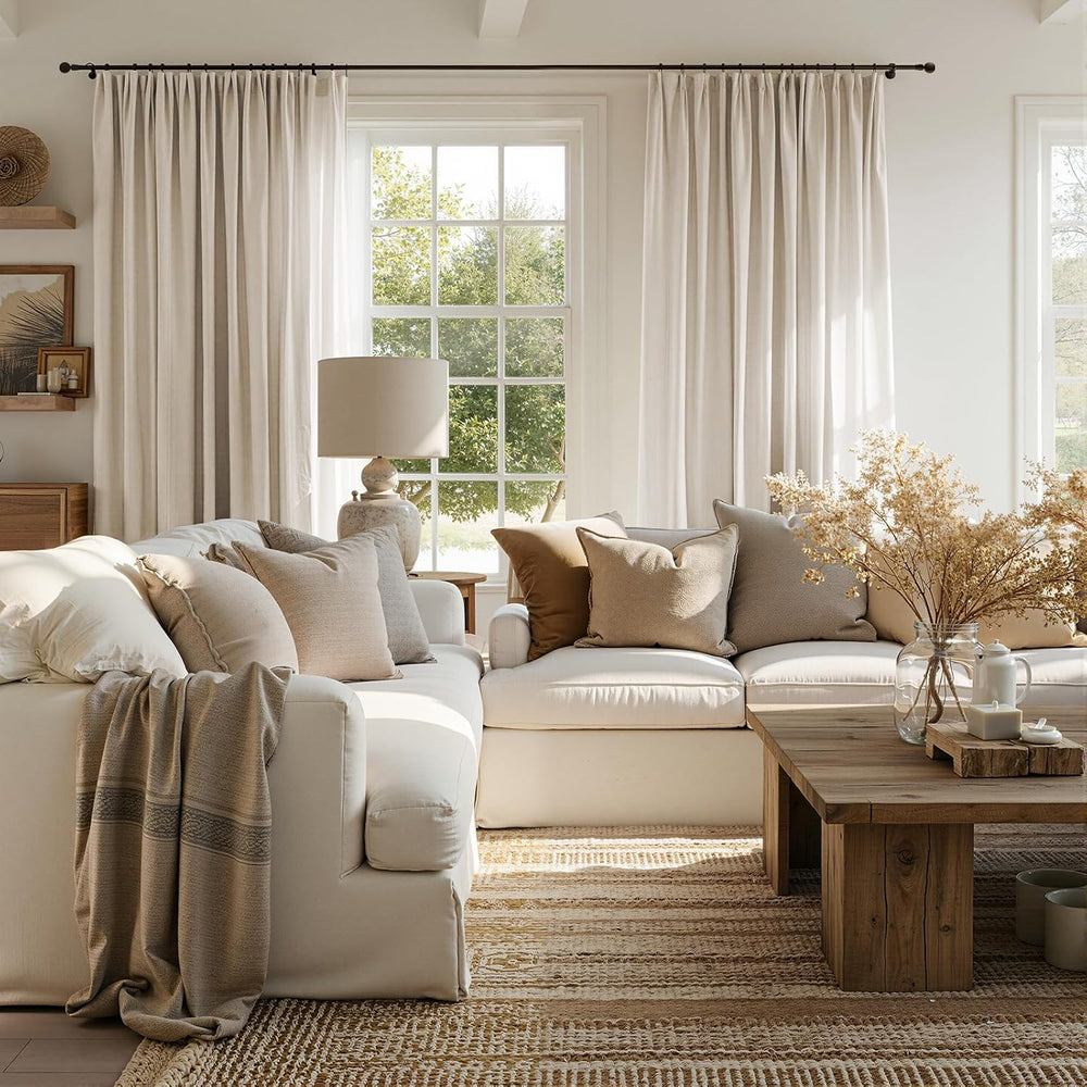jinchan Linen Curtains Light Filtering Back Tab 50x90 Inch 2 Panels