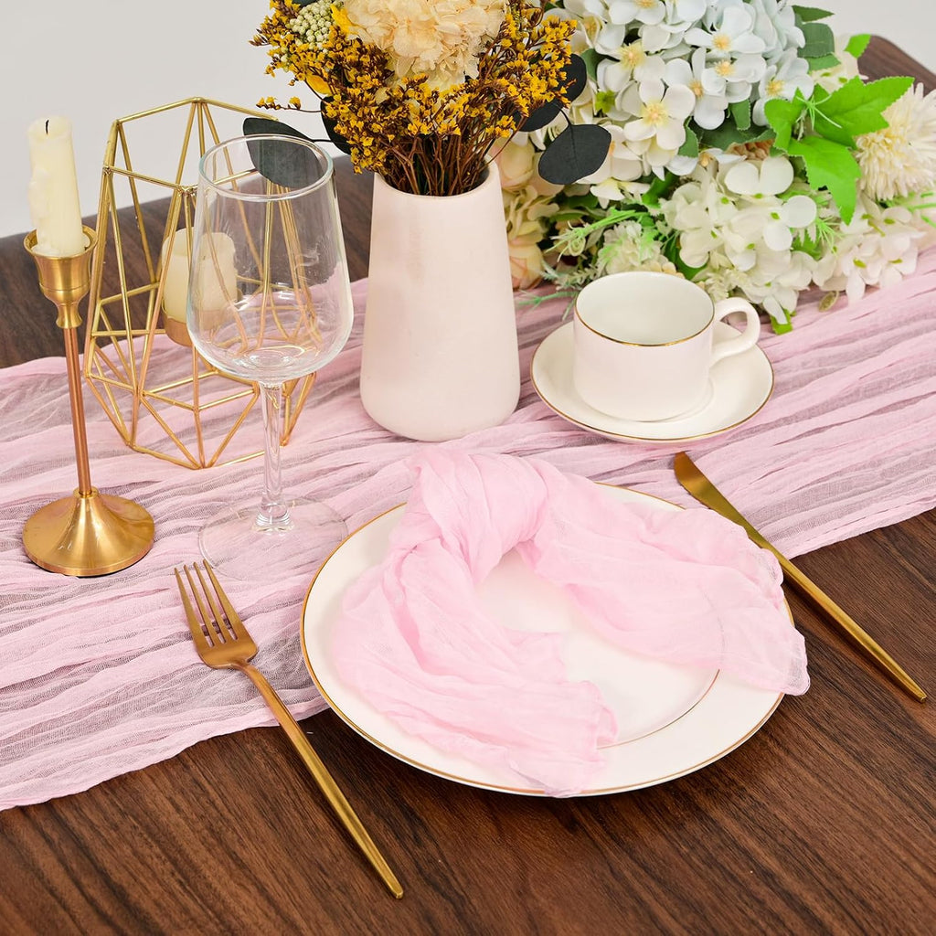 fani 100 Pack Gauze Cheesecloth Napkins, 20 x 20 in, Light Pink | Wrinkled Table Napkins, Soft Cotton, Rustic Decorative, Weddings, Party, Dinner Table, Everyday Use