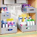 Under Sink Organizer, L-Shaped Adjustable Height, Mesh Sliding Drawer by Kitstorack