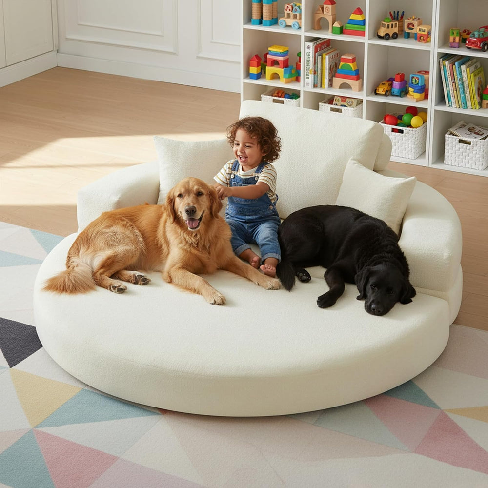Mofolit 71" Boneless Couch Loveseat Folding Sofa Bed Convertible Round F...