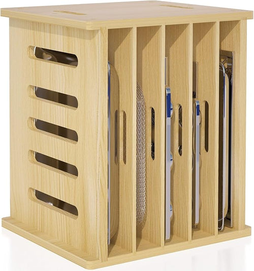 6 Tier Wooden Tray Dividers for Cabinets, Baking Cookie Sheet Organizer by Exttlliy