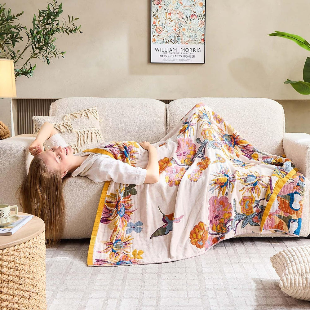 XIBLC Boho Throw Blanket, 100% Cotton Ultra Soft Luxury Throw Rustic Quilt, 6...