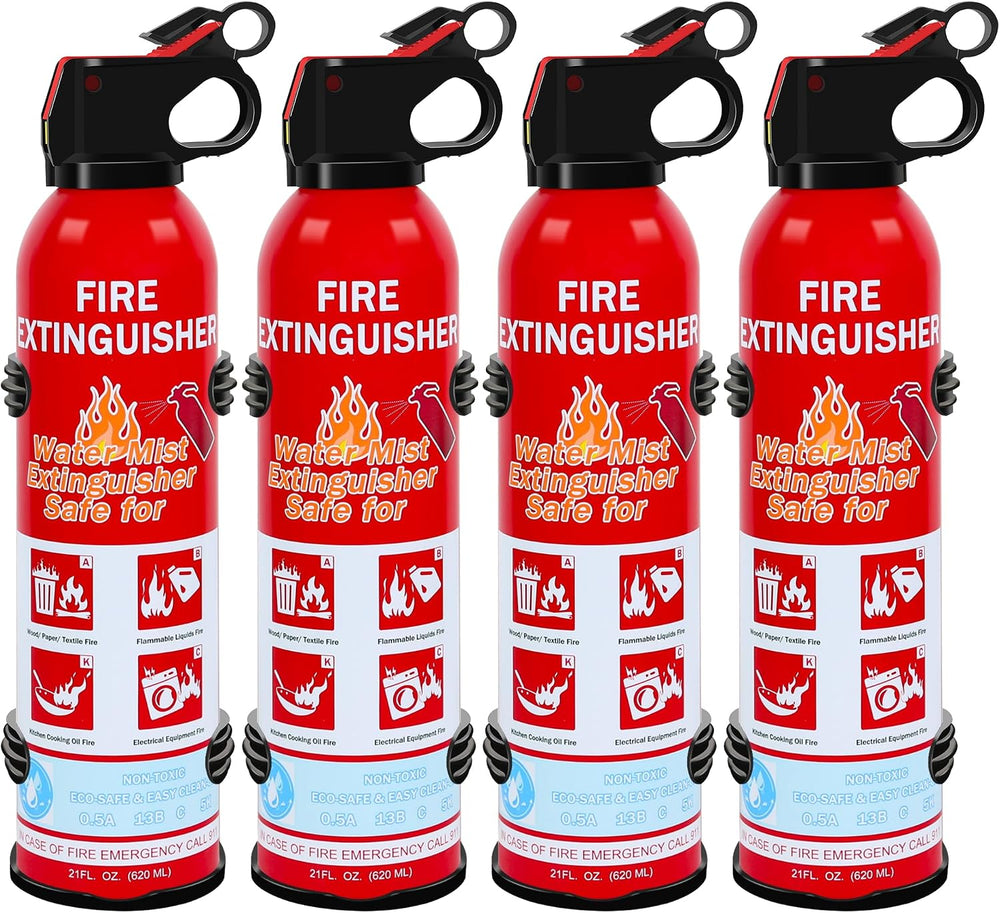 4-Pack Home Fire Extinguisher with Wall Mount, Portable A B C K Class Househo...