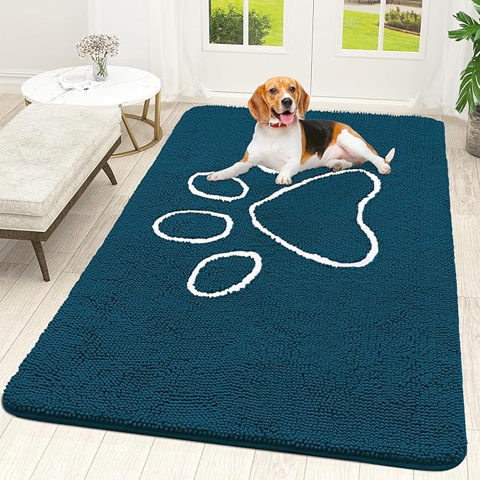 OLANLY Dog Door Mat for Muddy Paws 70x46, Paw Print Design, Absorbs Moisture by OLANLY