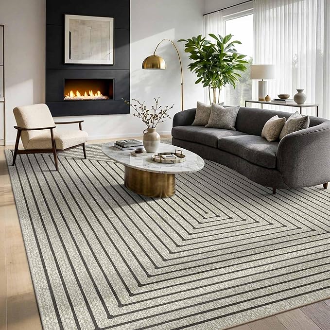 Latte&Fog 10x14 Area Rug for Living Room, Extra Large Beige Modern Abstract - Image 2