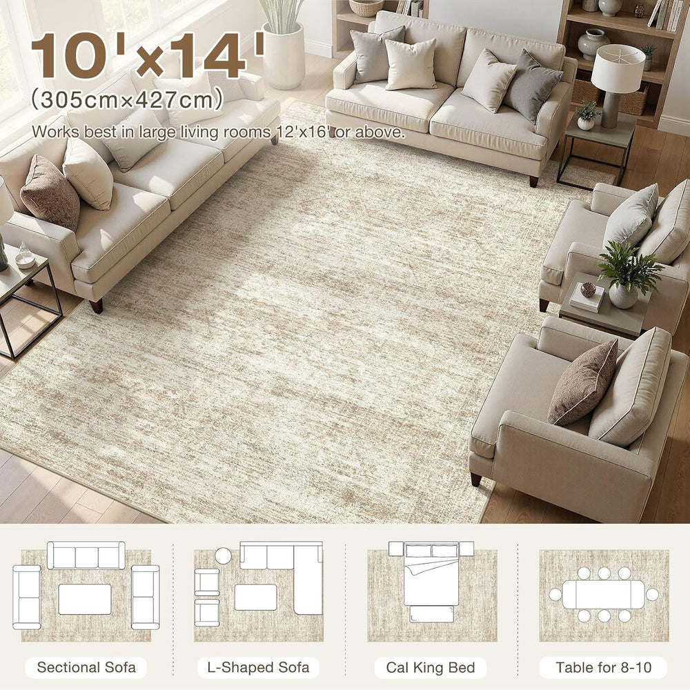 cotiled 10x14 Area Rugs Abstract Distressed Washable Large Living Room Rug