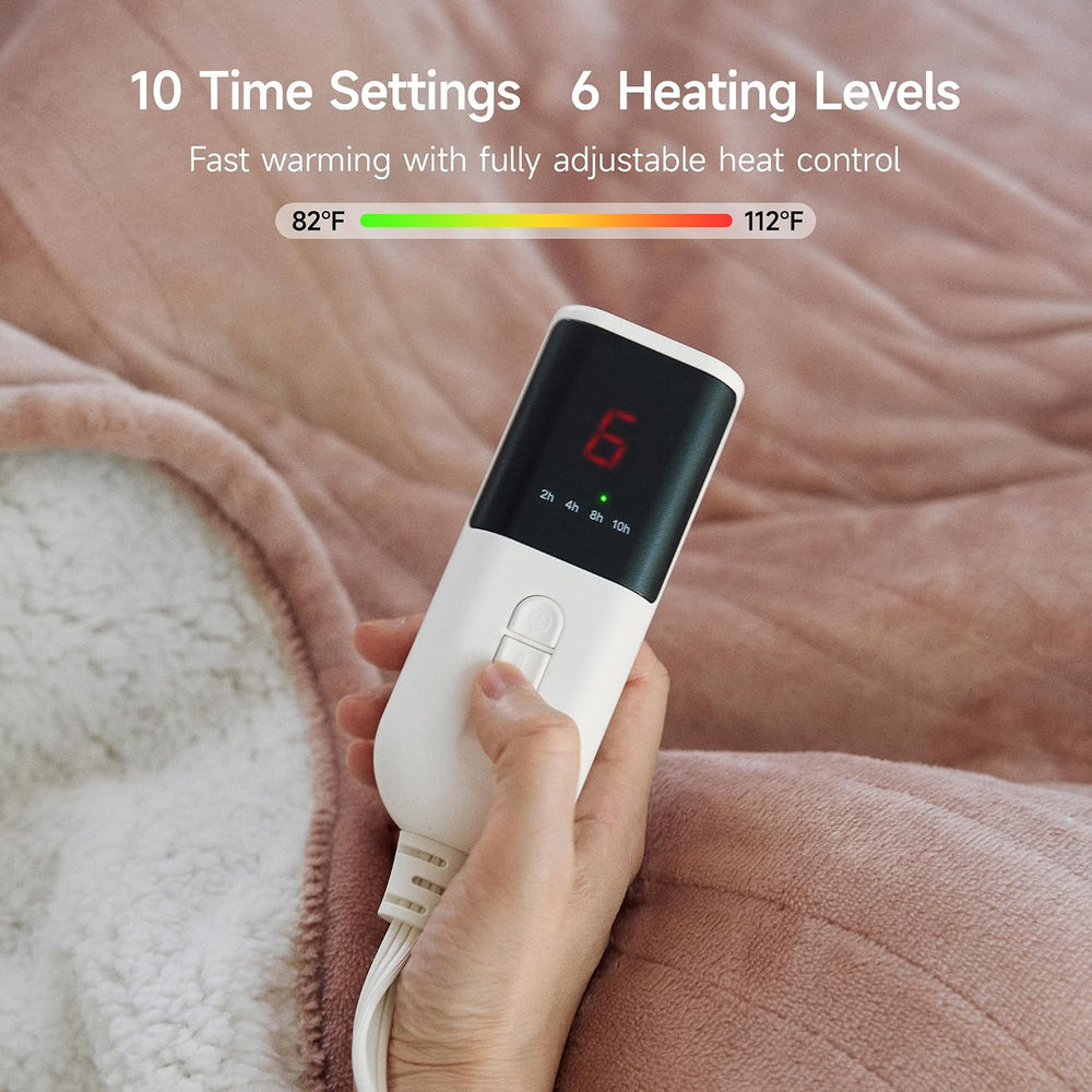 GOTCOZY Heated Blanket-Soft Plush Electric Blanket King Size(Rose Dust)