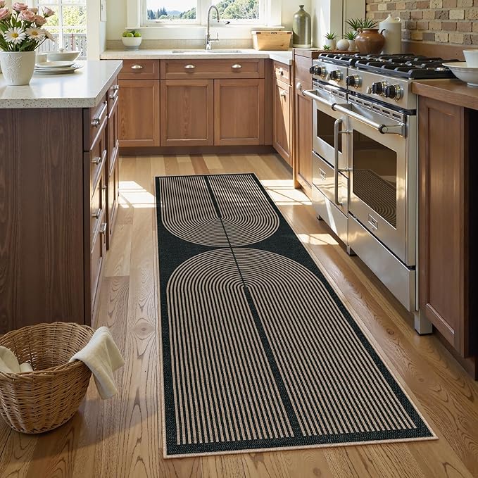 Lahome Enfys Modern Rainbow Hallway Runner Rug, 2x6 Washable Easy Jute Rugs - Image 2