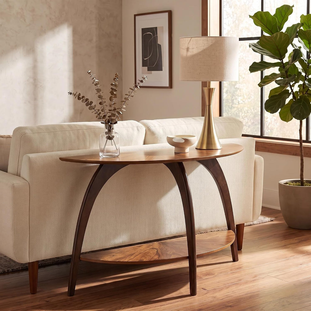 Martin Svensson Home LAX Mid Century Wood Sofa Table, Nutmeg & Espresso