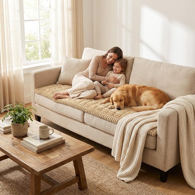 Smiry Couch Cover for Dogs Washable, Non Slip Fuzzy Pet Couch Covers for 3 - Image 5