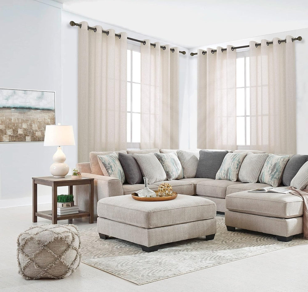KOUFALL Beige Rustic Linen Curtains for Bedroom Living Room, Sliding Glass Do...