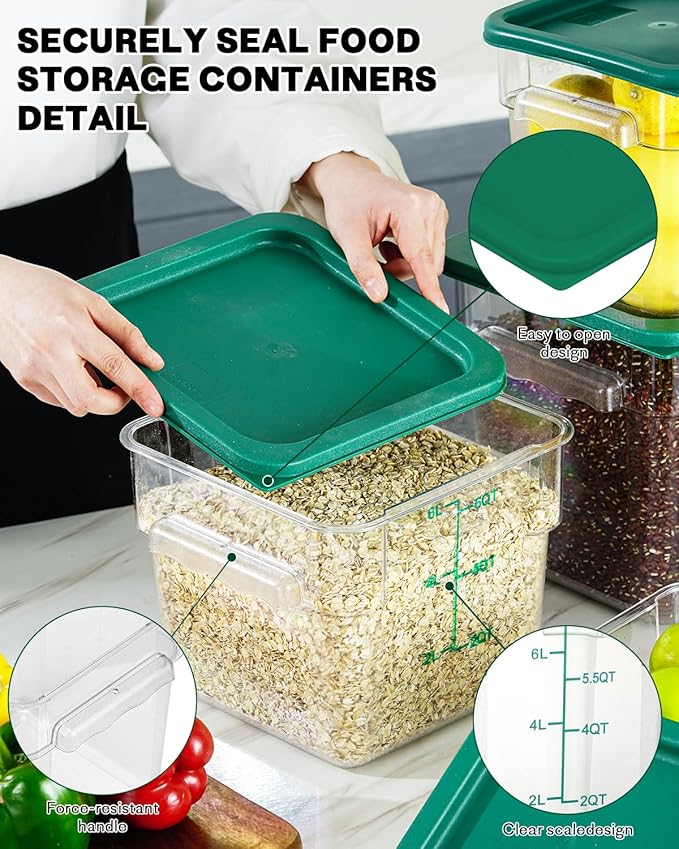 4L NSF Food Storage Containers: 4 PCS Commercial Clear Food Storage Containers - Image 8