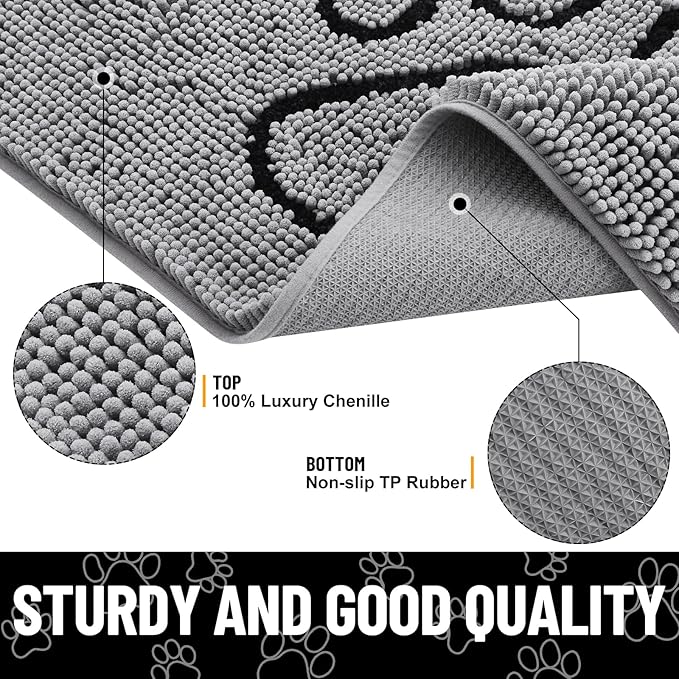 Smiry Dog Door Mat for Muddy Paws, Absorbent Dirt Trapper Non Slip Quick Dry - Image 3
