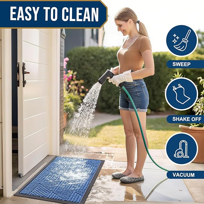 Smiry Front Door Mat Outside Entrance, Heavy Duty Sturdy Natural Rubber Doormat - Image 6