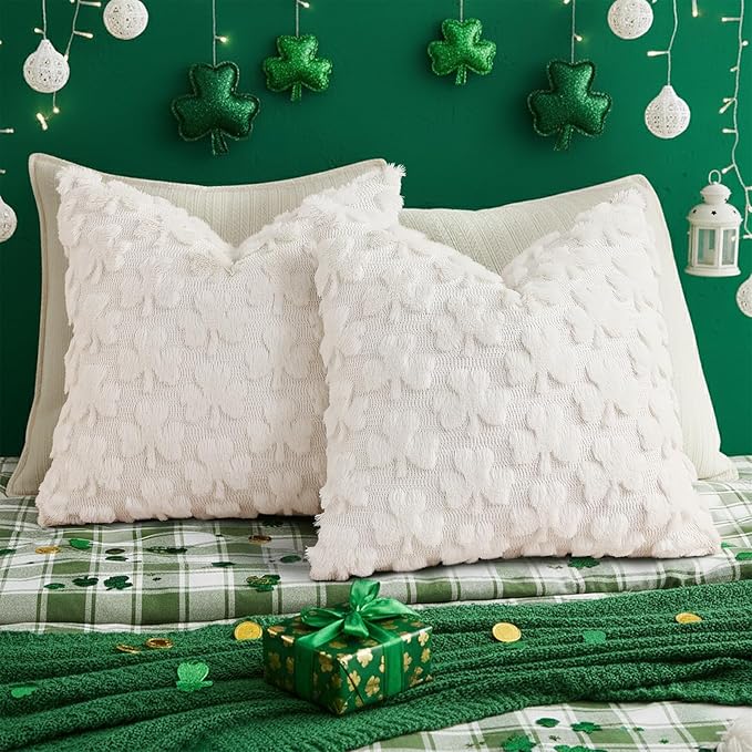 decorUhome St. Patrick’s Day Shamrock Pillow Covers 16x16 Inch Set of 2 - Image 5