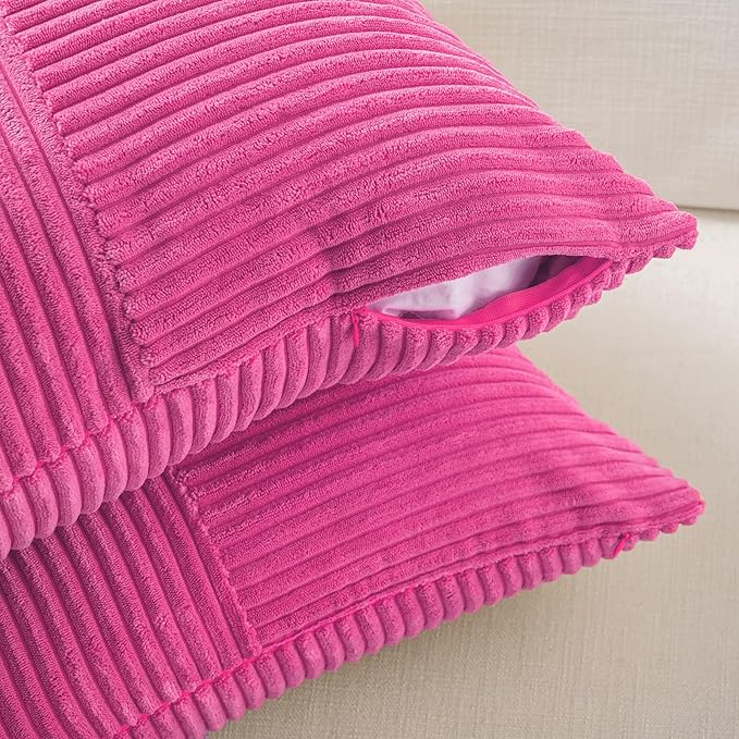 Fancy Homi 2 Packs Hot Pink Euro Decorative Throw Pillow Covers 26x26 Inch - Image 4