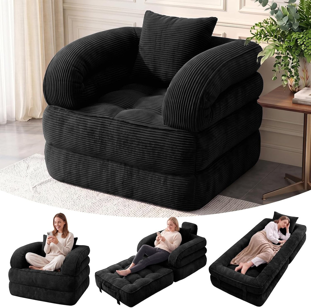 Folding Sofa Bed, 3-in-1 Convertible Sleeper Chair Bed with Pillow