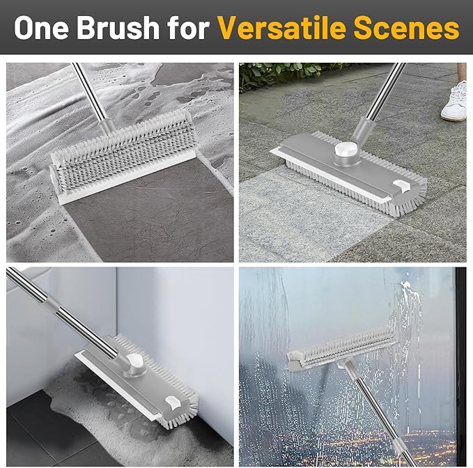 Floor Scrub Brush with Long Handle: 3 in 1 Heavy-Duty Floor Scrubber Brush with - Image 4