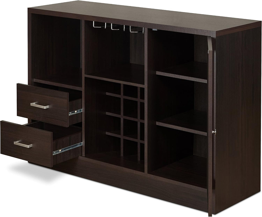Knocbel Wooden Storage Wine Cabinet with Glass Door and 2 Interior Shelves, C...