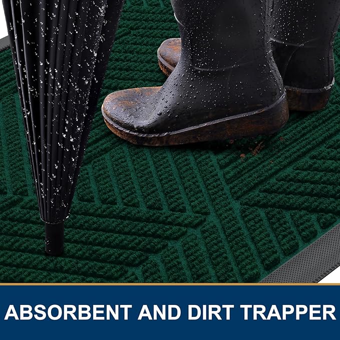 Smiry Front Door Mat Outside Entrance, Heavy Duty Sturdy Natural Rubber Doormat - Image 3