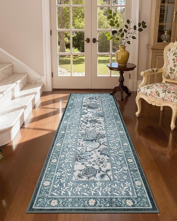 GarveeHome Provence Misty Blue 2x6 Washable Kitchen Runner Rugs Non Slip by GarveeHome