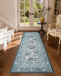 GarveeHome Provence Misty Blue 2x6 Washable Kitchen Runner Rugs Non Slip by GarveeHome