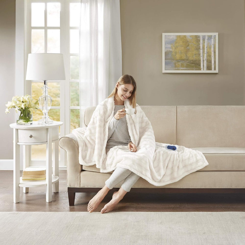 Beautyrest Duke Blanket Luxury Oversize Electric Throw Premium Soft Cozy Brus...