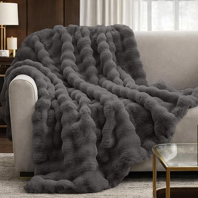 Cozy Bliss Faux Fur Bubble Throw