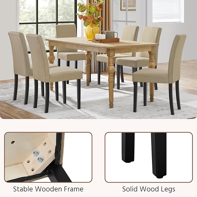 Yaheetech Dining Chairs Set of 2 Fabric Upholstered Parson Kitchen Chairs wit...