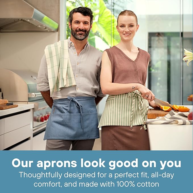 MEEMA Chef Waist Apron Cotton Fabric |Washable & Breathable Waitress & Server - Image 7