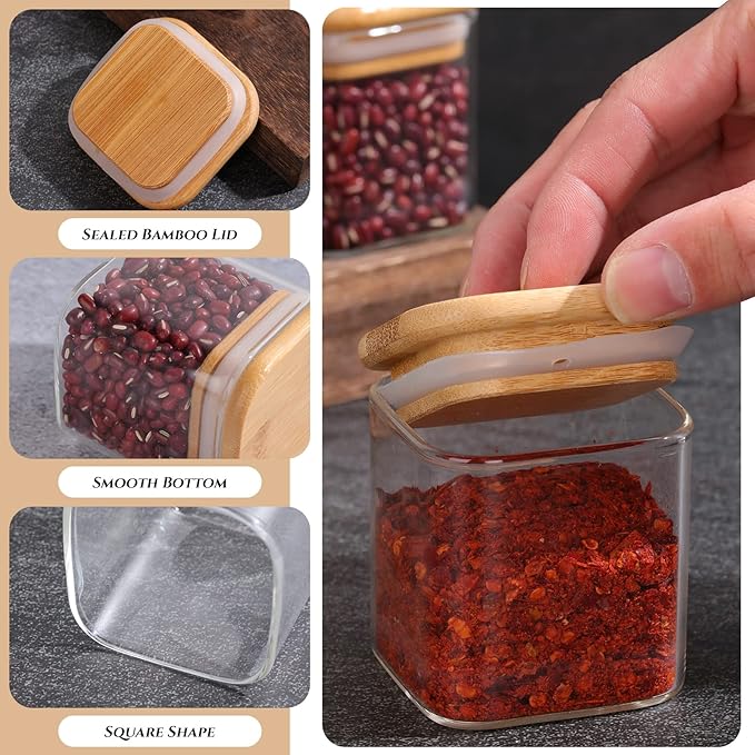 Nuenen Set of 24 Airtight Square Spice Containers 4 oz Glass Spice Jars - Image 3