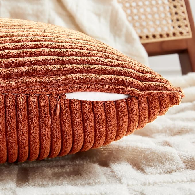 Fancy Homi 2 Packs Burnt Orange Samll Fall Decorative Throw Pillow Covers 14x14 - Image 4