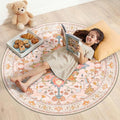 RELEANY Area Rugs 4ft Washable Non-Slip, Floral Vintage Distress Print Pattern by RELEANY