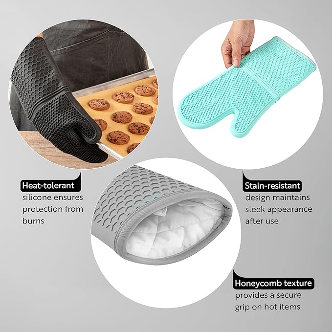 Restaurantware 2-Piece Silicone Oven Mitts Set 1 Case of 13.98 x 7.28 x 1.57 - Image 3