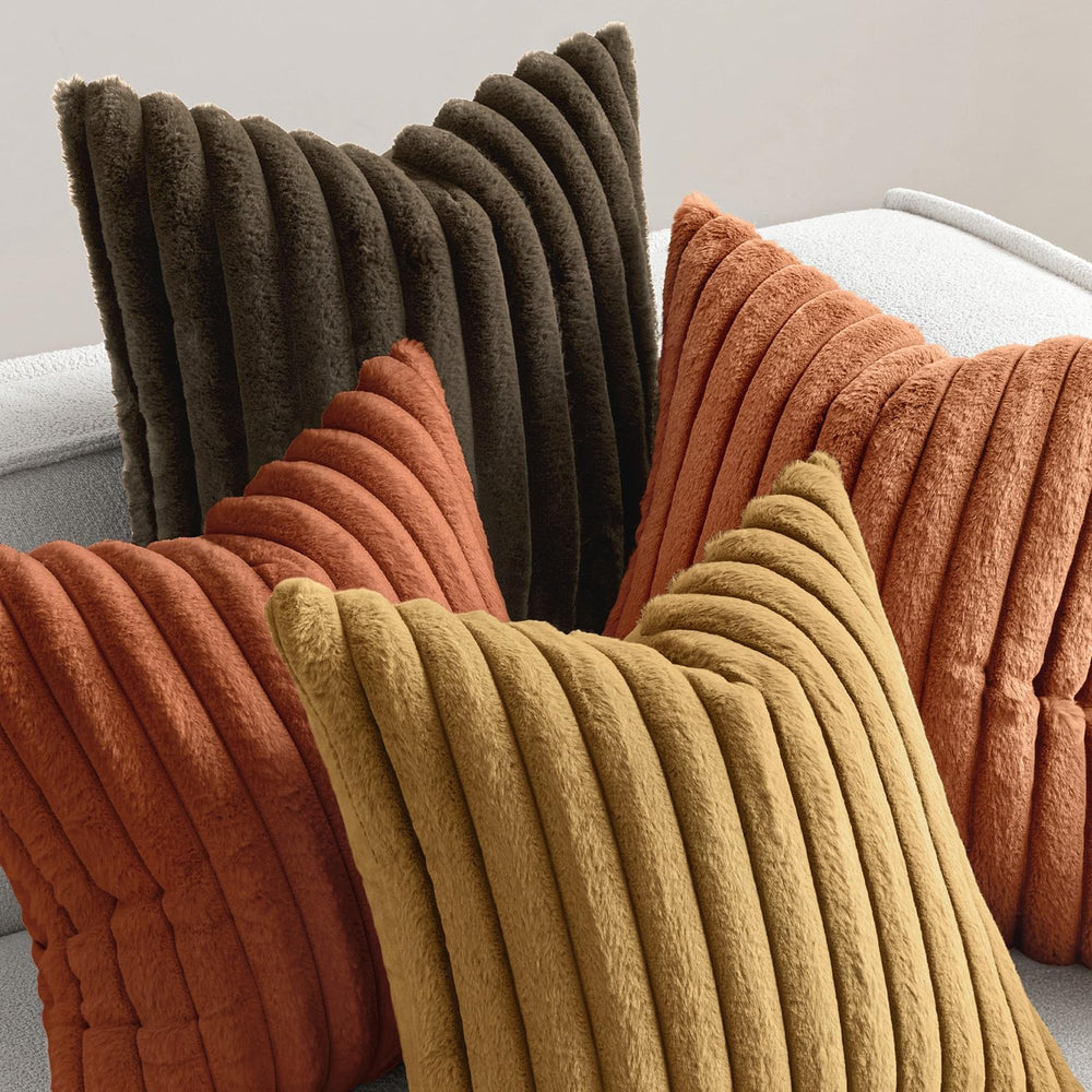 MIULEE Fall Rust Orange Faux Fur Plush Decorative Throw Pillow Covers18x18