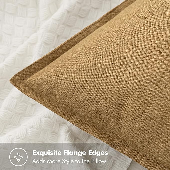 MIULEE Decorative Linen Pillow Covers 18x18 Inch Mustard Yellow ​Boho - Image 2