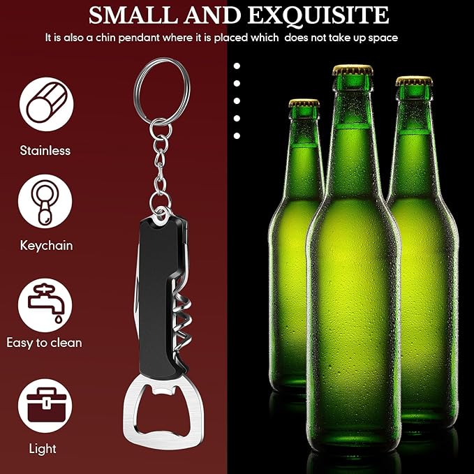 Ziliny 48 Pcs Bottle Opener Keychain Bulk Wine Bottle Beer Opener Keychain - Image 6