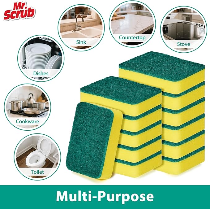 Mr. Scrub Sponges Kitchen Scrub Dish Sponge Scouring Pad, 12 Pack Cleaning - Image 5