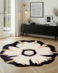 Latte&Fog Round Area Rug for Living Room, Modern Floral Washable Circle Rug by LatteFog