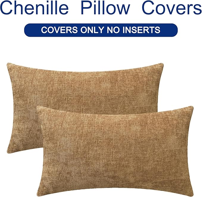 CaliTime Throw Pillow Covers Decorative 12 X 20 Inches Pack of 2 Cozy Chenille - Image 6