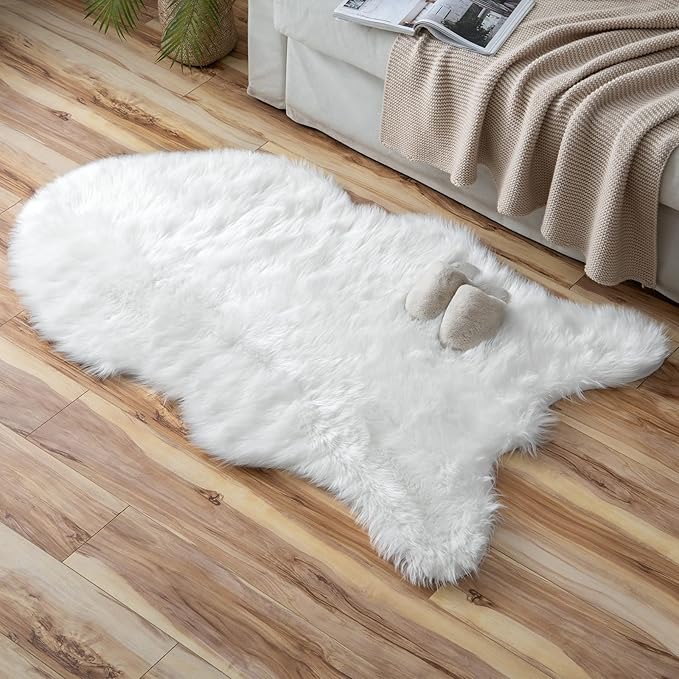 MIULEE Luxury Super Soft Fluffy Area Rug Faux Fur Plush Large Sheepskin Rug - Image 7