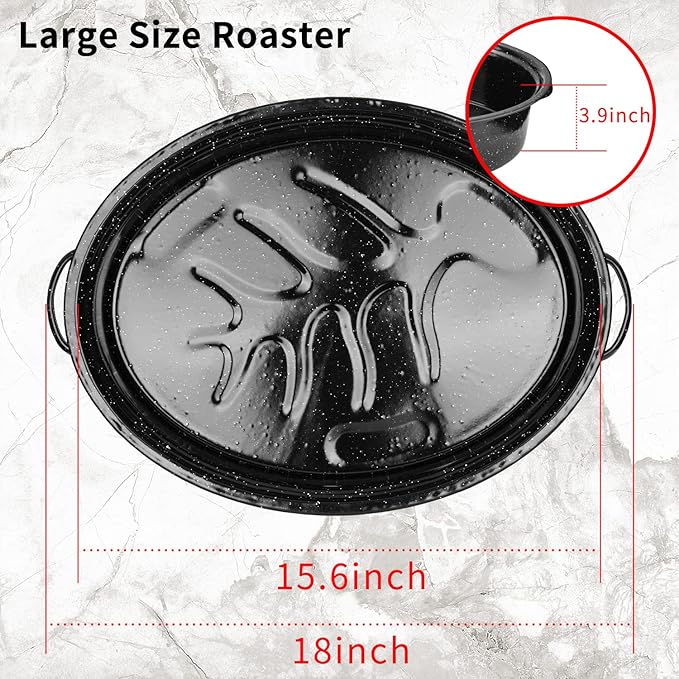 JY COOKMENT Granite Roaster Pan, Vegetable. Dishwasher Safe Cookware Fit - Image 5