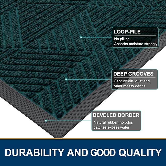 Smiry Front Door Mat Outside Entrance, Heavy Duty Sturdy Natural Rubber Doormat - Image 4