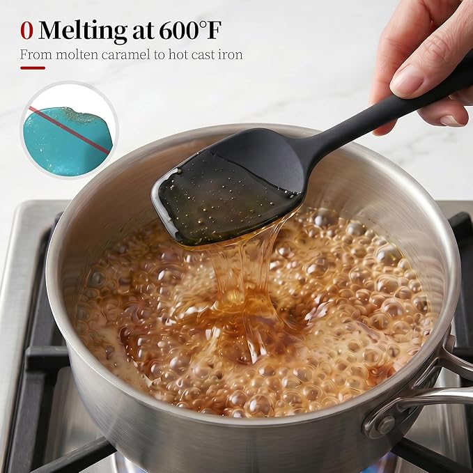 600ºF Heat Resistant Spatulas, High Heat Food Safe Semless Kitchen Silicone - Image 3