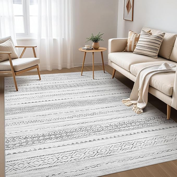Nakagishi Area Rug Living Room Rugs: 4X6 Machine Washable Boho Large Neutral by NakagishiAreaRug